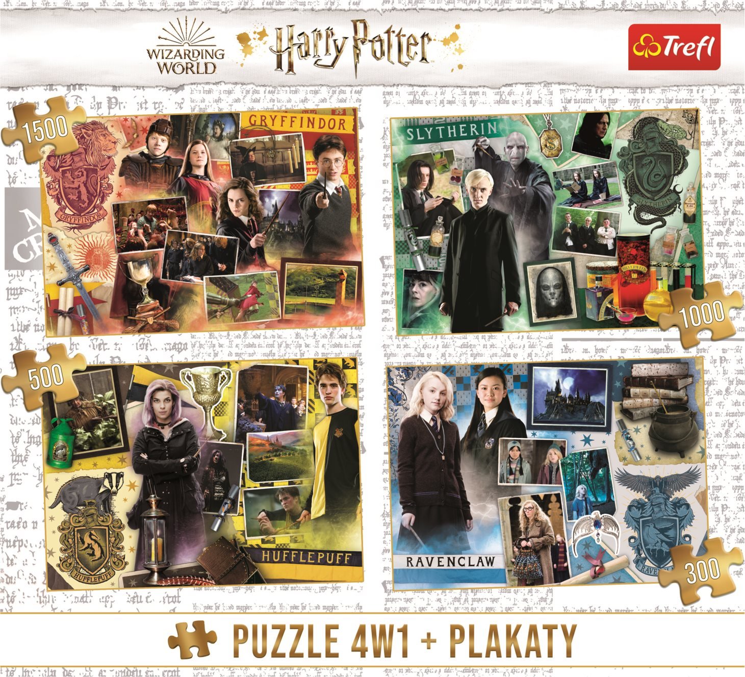 4in1 Harry Potter (1500, 1000, 500, 300) Trefl 1500 darabos kirakó puzzle (TR - 93104) - puzzlegarden