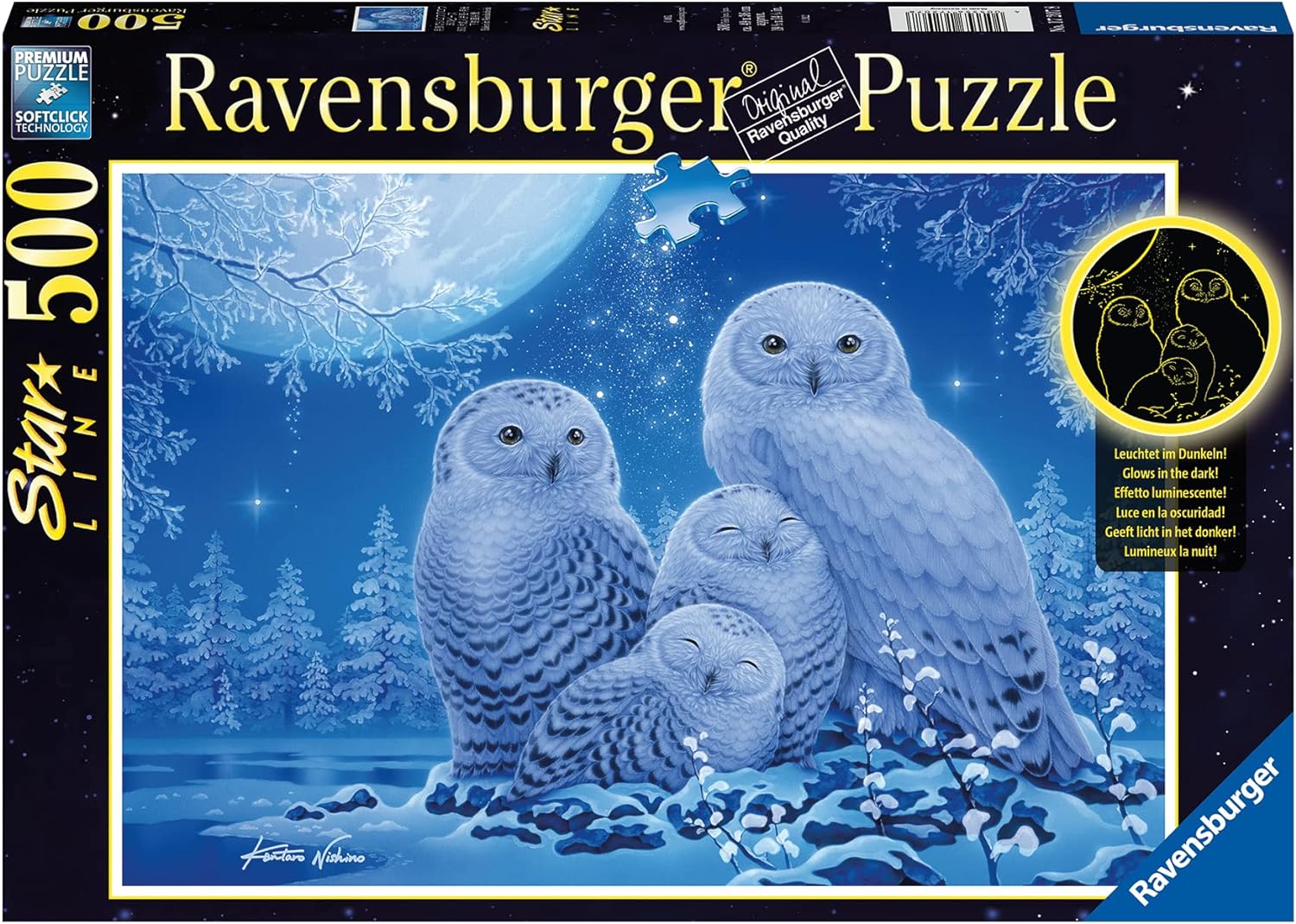 Baglyok a holdfényben - sötétben világít Ravensburger 500 darabos kirakó puzzle (RA - 17207) - puzzlegarden