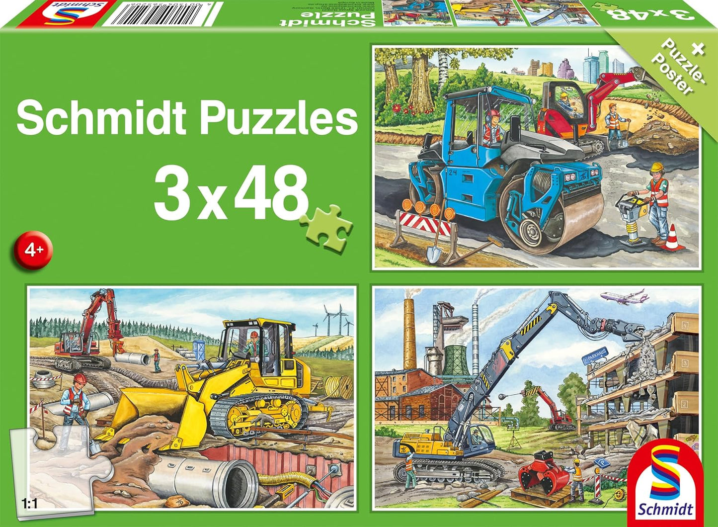 Az építkezésen – 3x48 Schmidt Spiele 48 darabos kirakó puzzle (SCH - 56520 4001504565206) - puzzlegarden