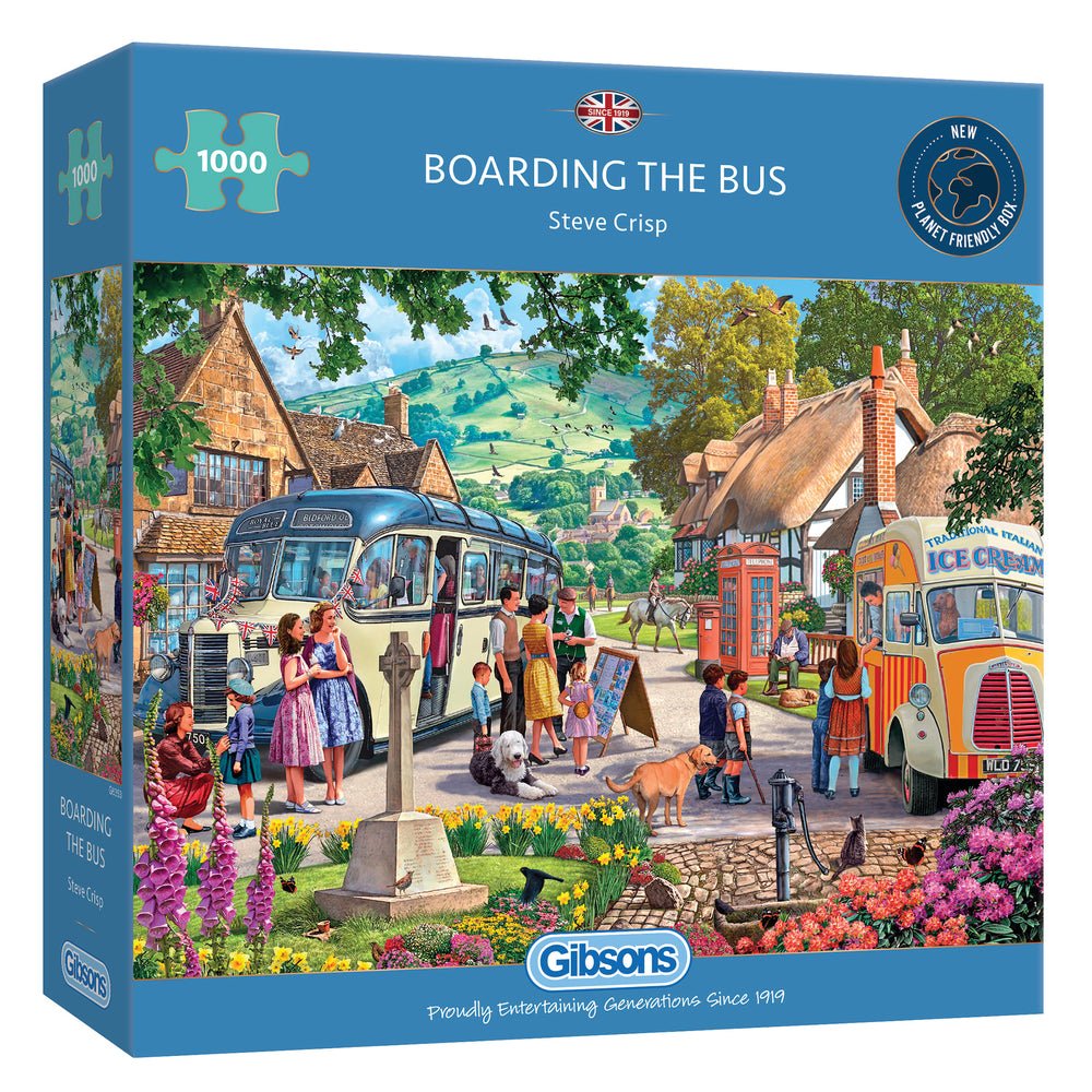 Felszállás a buszra Gibsons 1000 darabos kirakó puzzle (G - G6353) - puzzlegarden