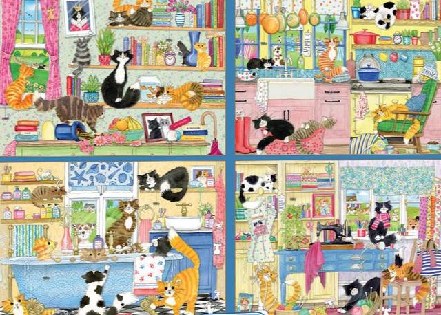 Macskatasztrófák - 4x500 Gibsons 500 darabos kirakó puzzle (G - G5062) - puzzlegarden