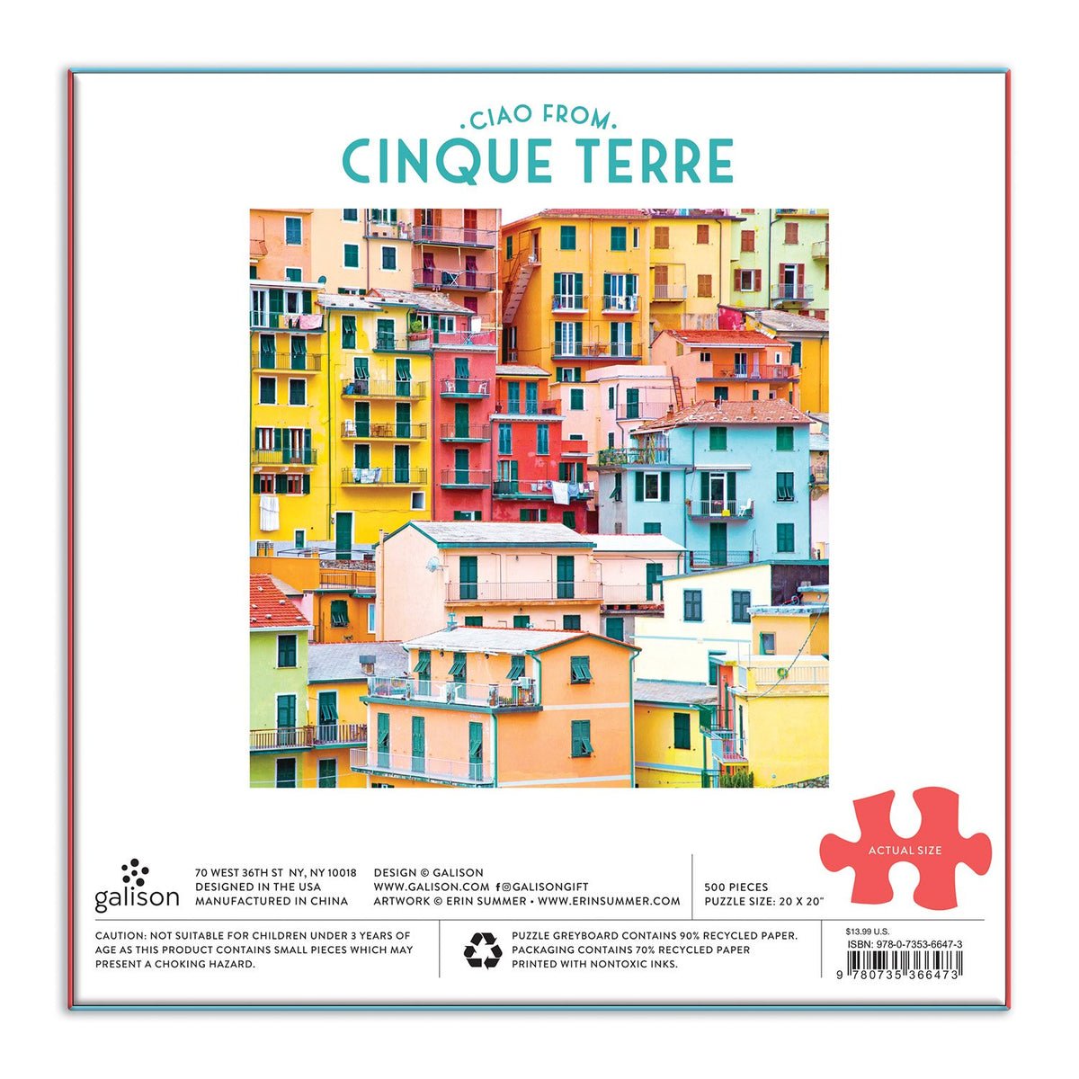 Ciao, Cinque Terre! Galison 500 darabos kirakó puzzle (GA - M030621A) - puzzlegarden
