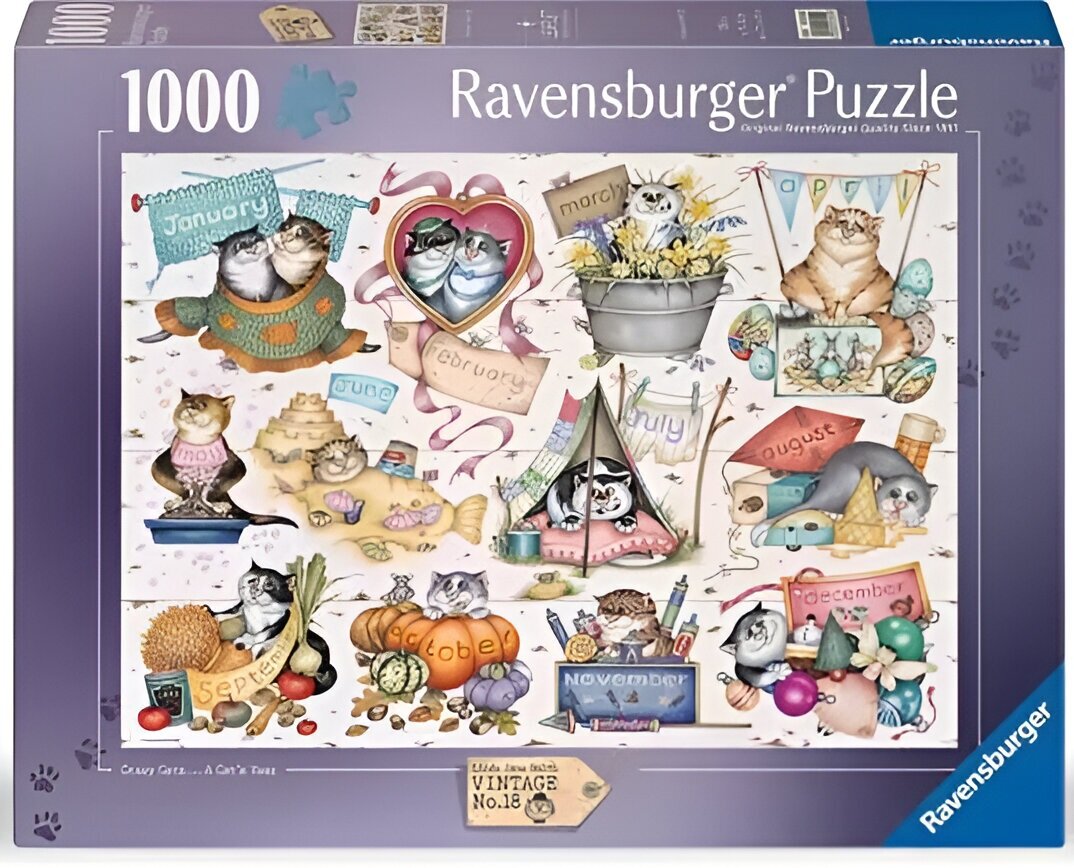 Crazy Cats - Cicanaptár Ravensburger 1000 darabos kirakó puzzle (RA - 12001452) - puzzlegarden