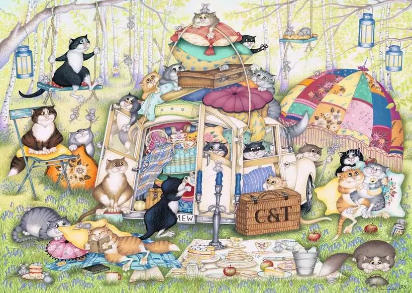 Crazy Cats - Lustálkodós nyári délután Ravensburger 1000 darabos kirakó puzzle (RA - 12000171) - puzzlegarden