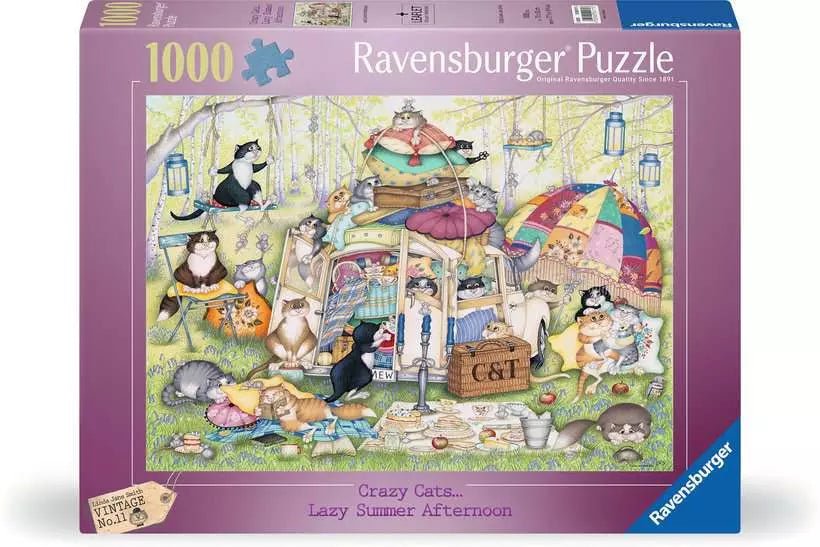Crazy Cats - Lustálkodós nyári délután Ravensburger 1000 darabos kirakó puzzle (RA - 12000171) - puzzlegarden