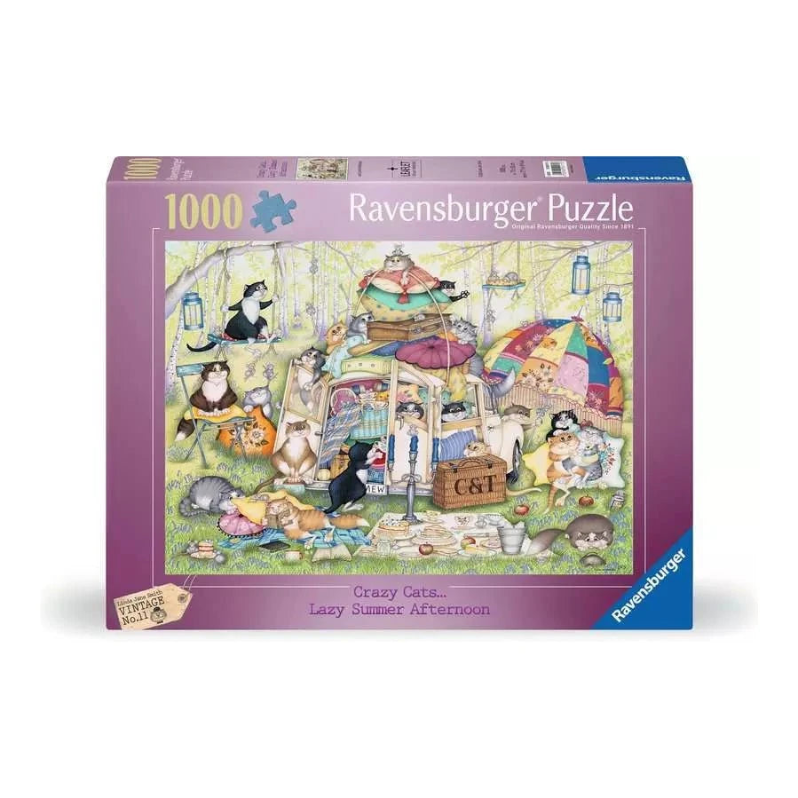 Crazy Cats - Lustálkodós nyári délután Ravensburger 1000 darabos kirakó puzzle (RA - 12000171) - puzzlegarden
