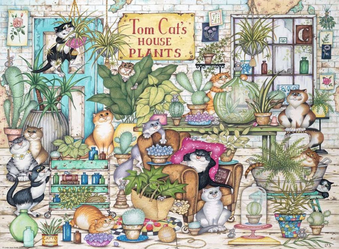 Crazy Cats - Tom Cica Szobanövényei Ravensburger 500 darabos kirakó puzzle (RA - 17519) - puzzlegarden