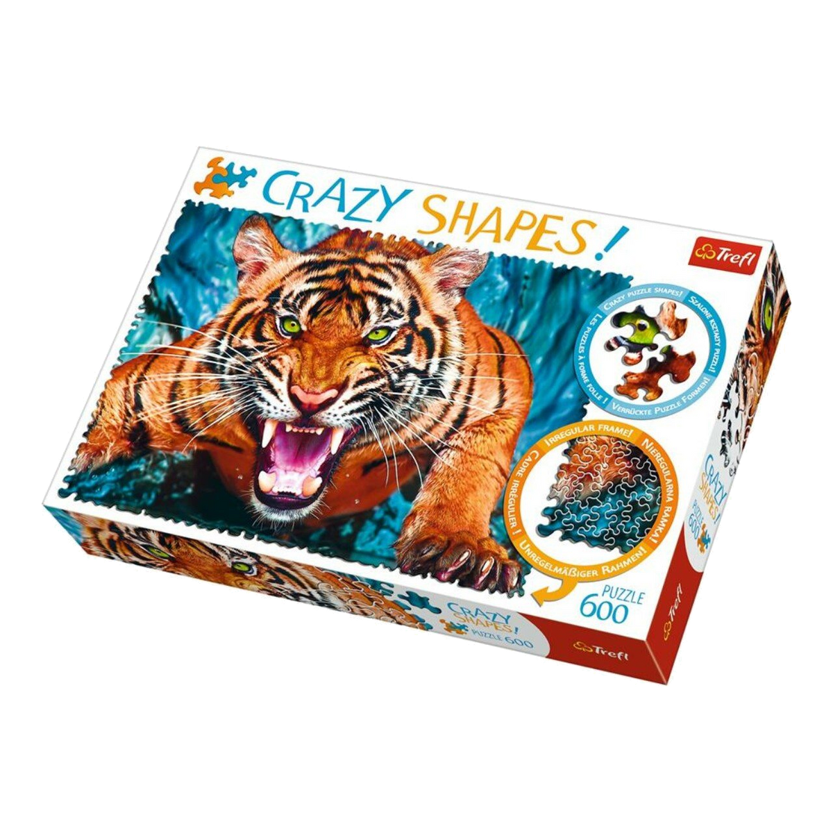 Crazy Shapes - Támadó Tigris Trefl 600 darabos kirakó puzzle (TR-11110) - puzzlegarden