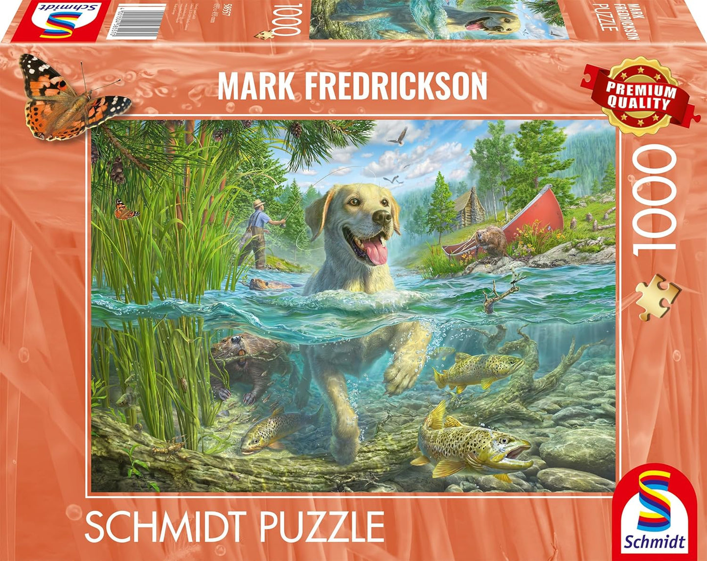 Csodálatos kutyák – Sárga labrador horgászni indul Schmidt Spiele 1000 darabos kirakó puzzle (SCH - 58557) - puzzlegarden
