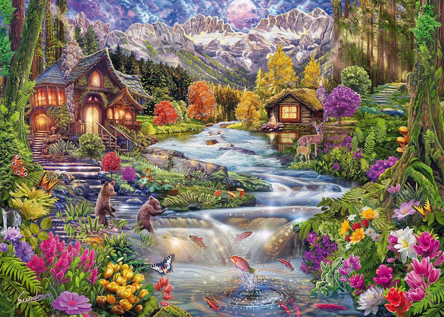 Egy idilli folyó a hegyekben Schmidt Spiele 2000 darabos kirakó puzzle (SCH - 58868 4001504588687) - puzzlegarden
