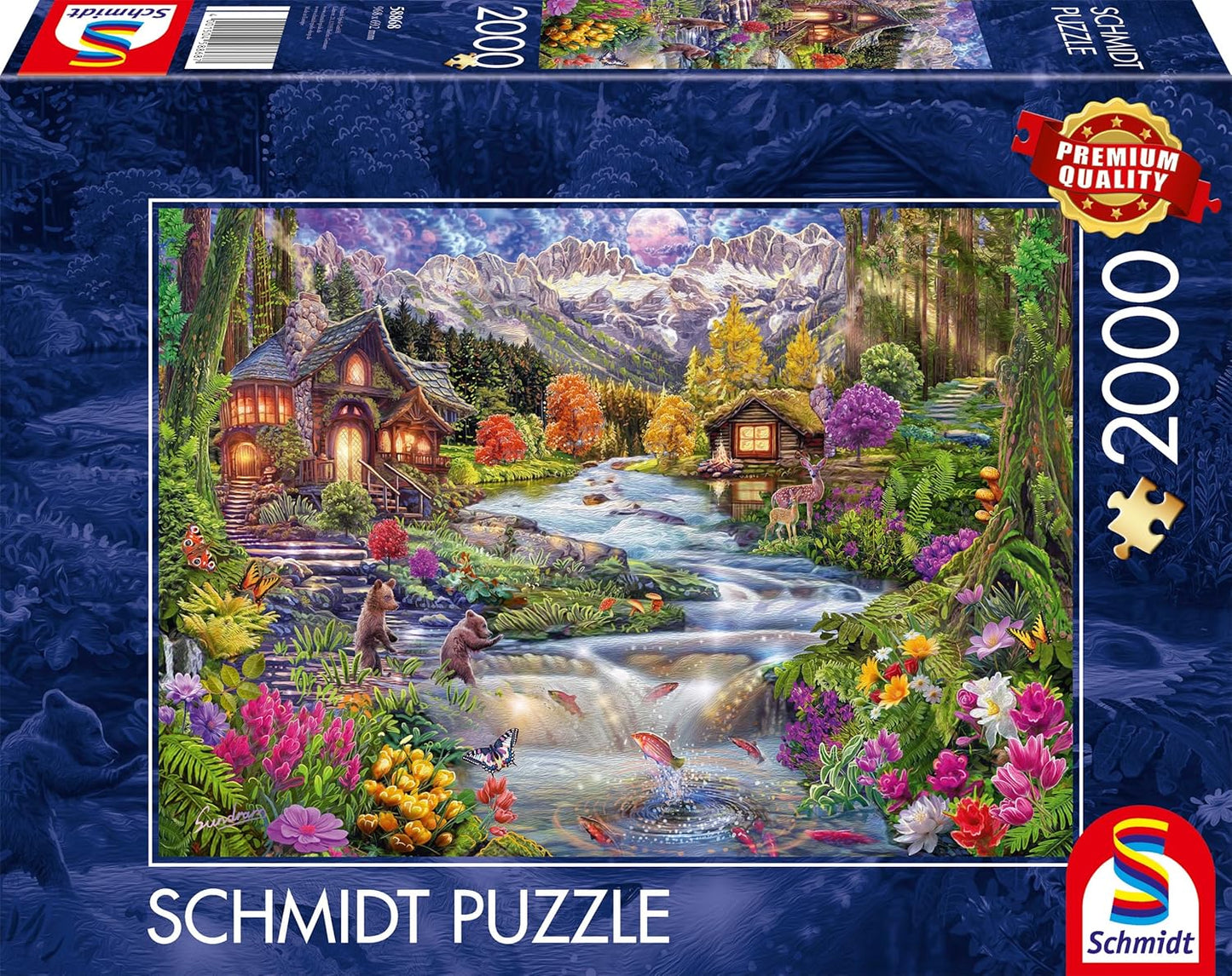 Egy idilli folyó a hegyekben Schmidt Spiele 2000 darabos kirakó puzzle (SCH - 58868 4001504588687) - puzzlegarden