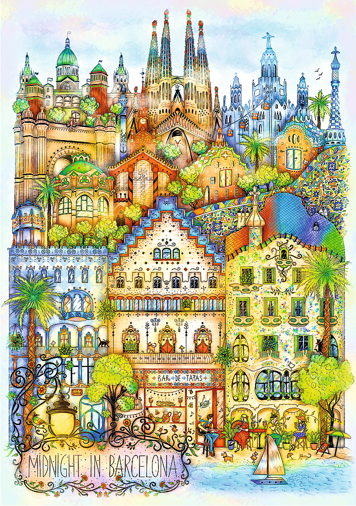 Éjféli séta Barcelonában Trefl 1000 darabos kirakó puzzle (TR - 12074) - puzzlegarden