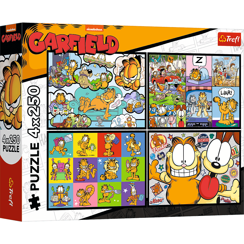 Garfield utálja a hétfőt - 4x250 Trefl 250 darabos kirakó puzzle (TR - 13344) - puzzlegarden