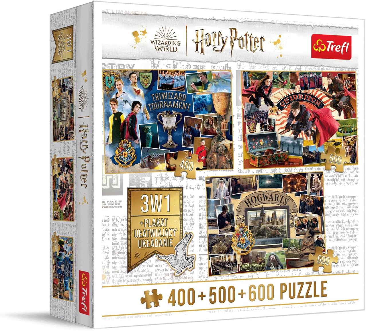 Harry Potter 3in1 gyüjtemény 1. - Trimágus Tusa, Kviddics, Roxfort - 400, 500, 600 Trefl 500 darabos kirakó puzzle (TR - 91827) - puzzlegarden
