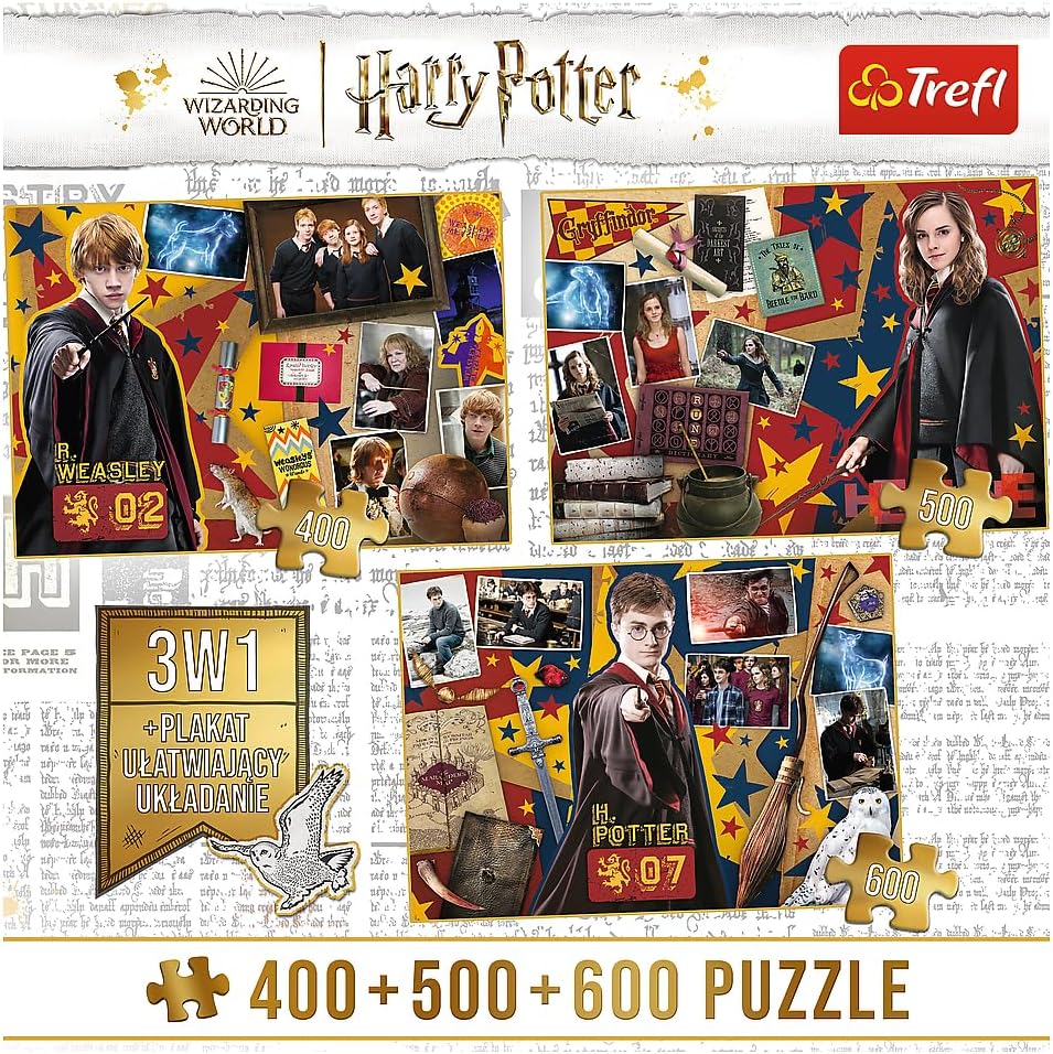 Harry Potter 3in1 gyüjtemény 2. - Harry, Ron és Hermione - 400, 500, 600 Trefl 500 darabos kirakó puzzle (TR - 91826) - puzzlegarden
