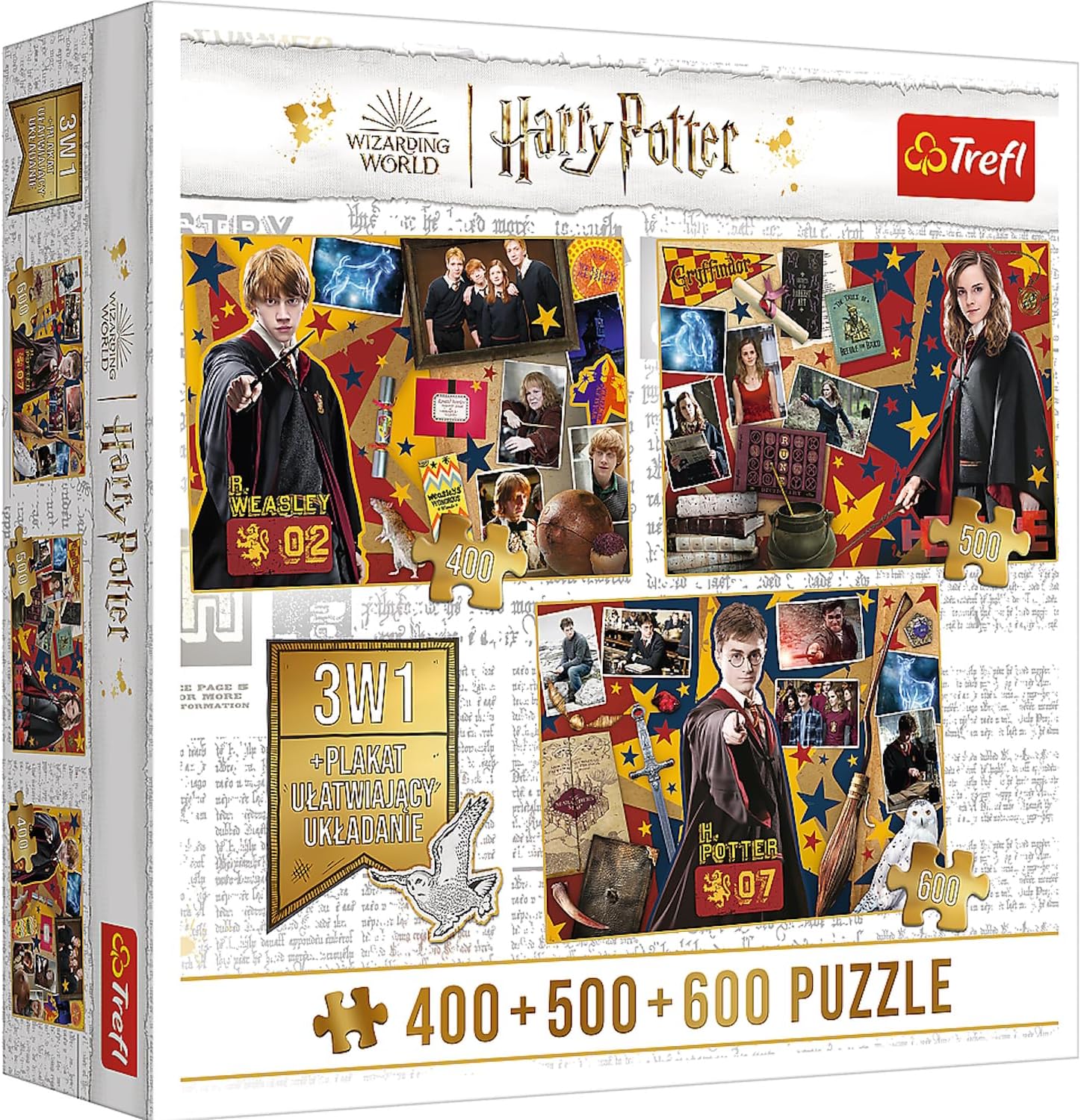 Harry Potter 3in1 gyüjtemény 2. - Harry, Ron és Hermione - 400, 500, 600 Trefl 500 darabos kirakó puzzle (TR - 91826) - puzzlegarden