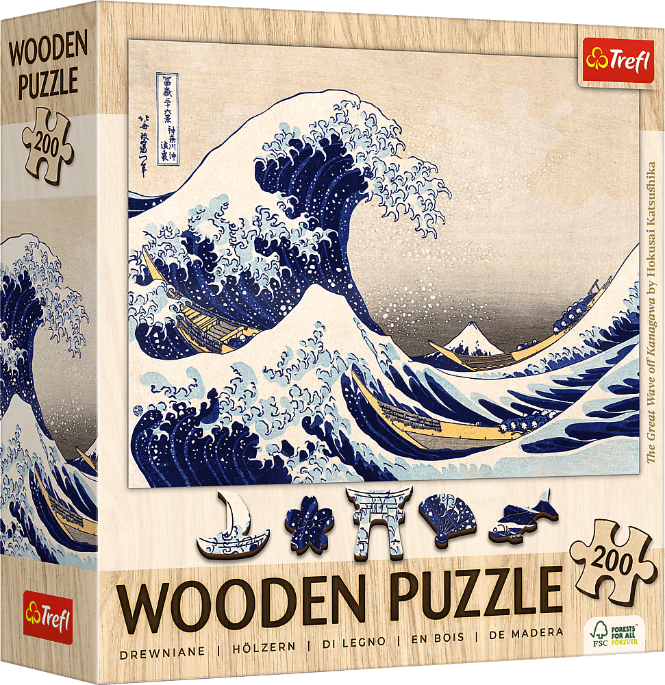 Hokusai - A Nagy Hullám - FA Kirakó! Trefl Wood Craft 200 darabos kirakó puzzle (TR - 20250) - puzzlegarden