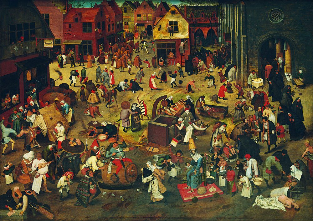 id. Pieter Bruegel - A karnevál és a böjt csatája Bluebird 1000 darabos kirakó puzzle (BB - 60125) - puzzlegarden