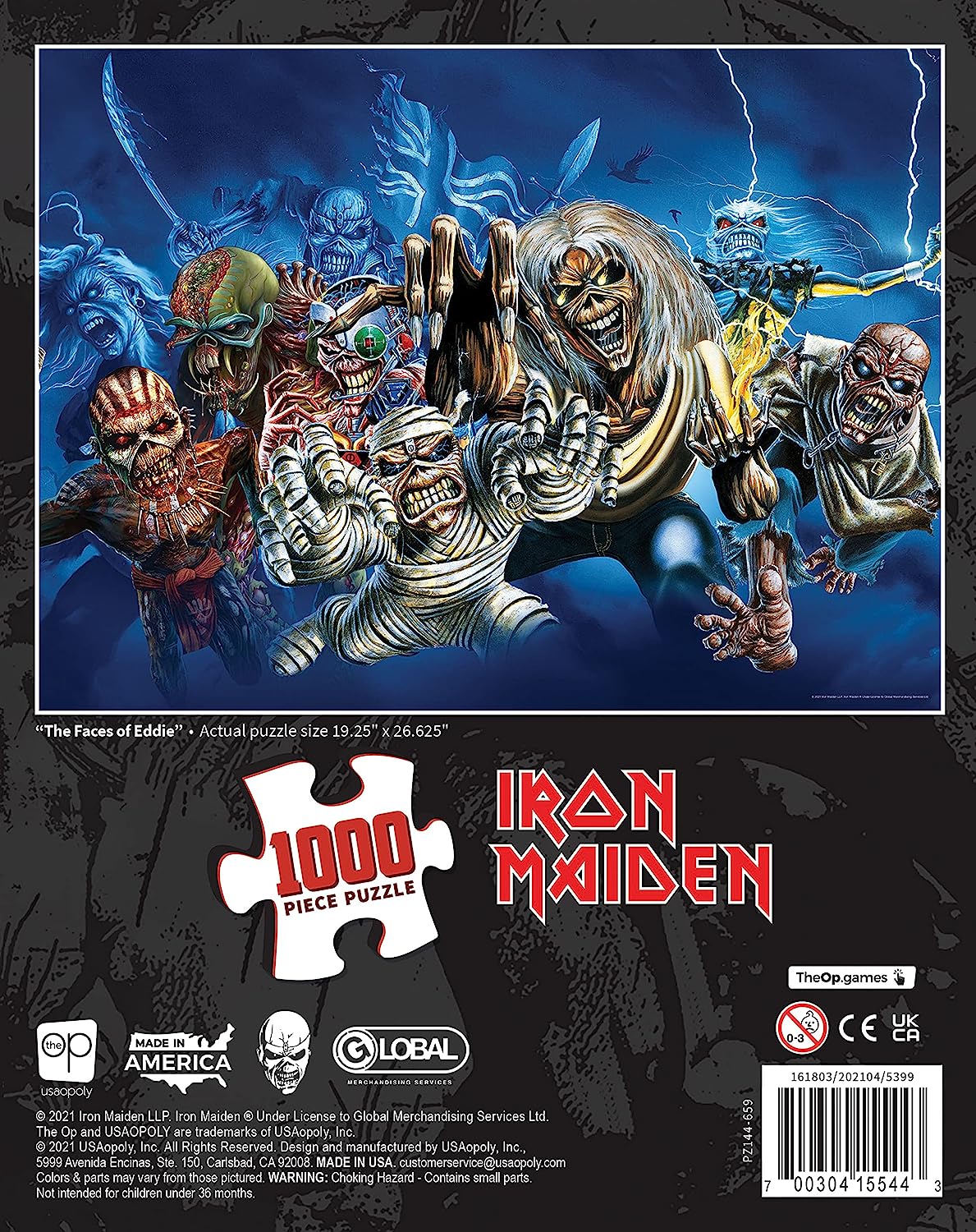 Iron Maiden - The Faces of Eddie Usaopoly 1000 darabos kirakó puzzle (USAP - Z144 - 659) - puzzlegarden