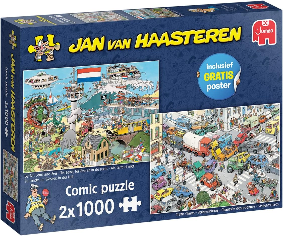 Jan van Haasteren – Levegőben, szárazföldön és tengeren - 2x1000 Jumbo 1000 darabos kirakó puzzle (JU - 20073) - puzzlegarden