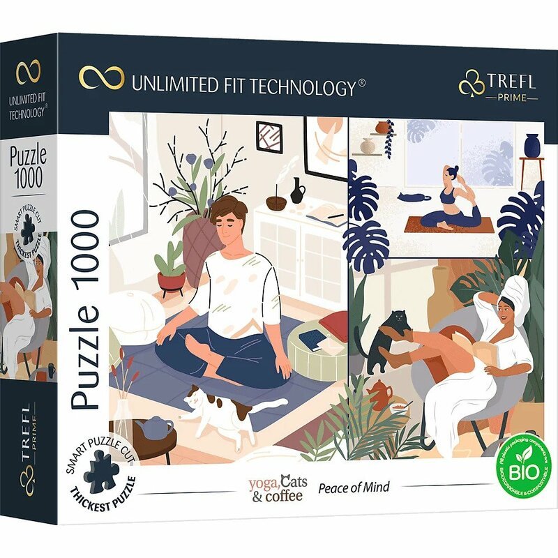 Jóga, cicák és kávék - Nyugalmas percek Trefl Prime 1000 darabos kirakó puzzle (TR - 10695) - puzzlegarden