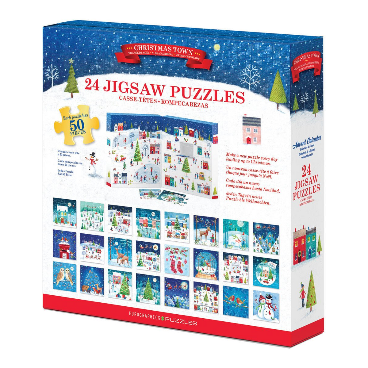 Karácsonyi város – puzzle adventi naptár Eurographics 24x50 darabos kirakó puzzle (EUR-9924-5805) - puzzlegarden