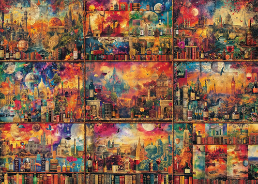 Kényeztető pihenés: utazás könyvekkel és borral Schmidt Spiele 2000 darabos kirakó puzzle (SCH - 59745) - puzzlegarden