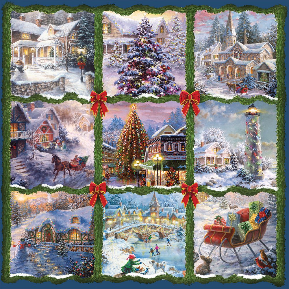 Kilenc karácsonyi felvarró Alipson 1000 darabos kirakó puzzle (AL - 50056) - puzzlegarden