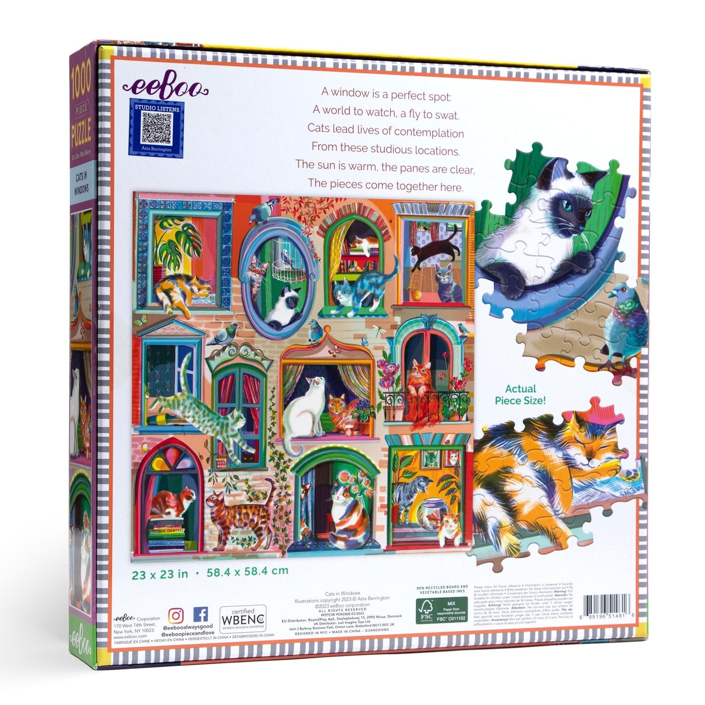 Macskák az ablakban Eeboo 1000 darabos kirakó puzzle (EB - PZTCIW) - puzzlegarden