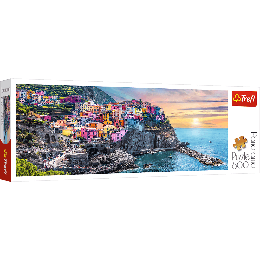 Manarola naplementében, Olaszország - panoráma Trefl 500 darabos kirakó puzzle (TR - 29516) - puzzlegarden