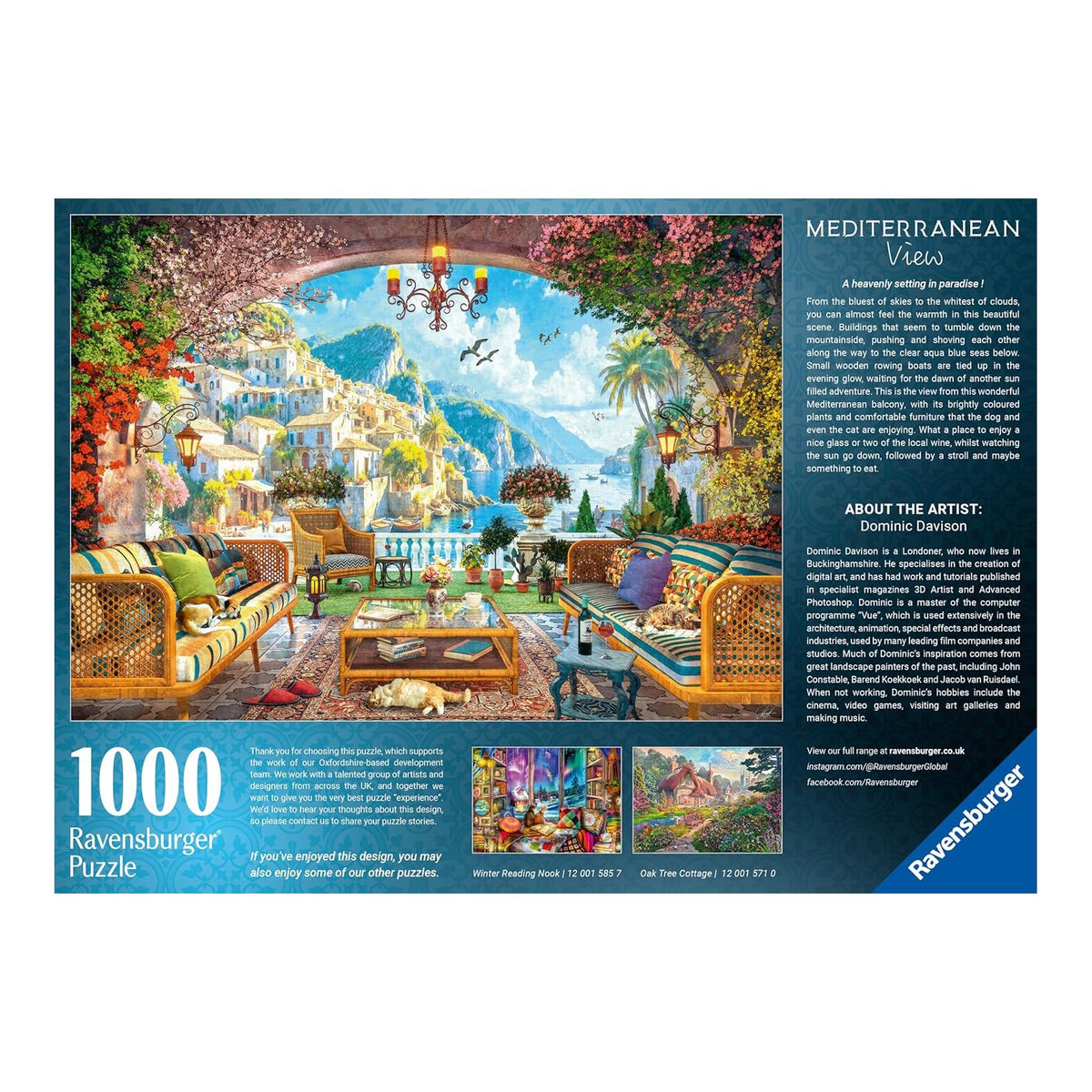 Mediterrán terasz kilátással Ravensburger 1000 darabos kirakó puzzle (RA-12001576) - puzzlegarden