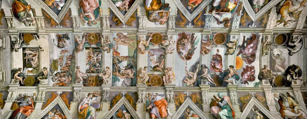 Michelangelo - Sixtus - kápolna mennyezetfreskója - panoráma Ravensburger 1000 darabos kirakó puzzle (RA - 12000042) - puzzlegarden