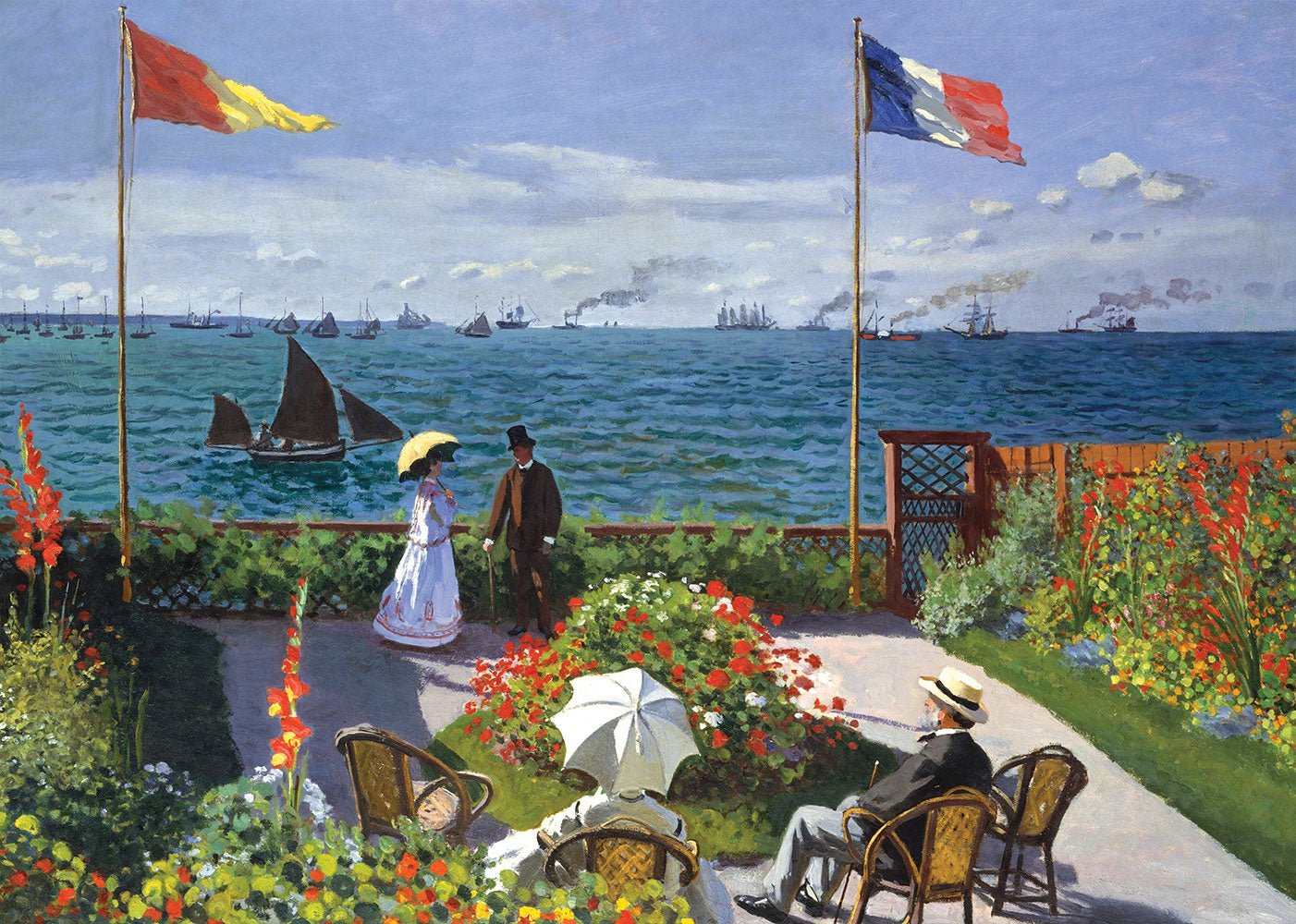 Monet művészete: A Sainte - Adresse - i terasz, 1867 – Pipacsmező, 1873 – 2×500 Grafika 500 darabos kirakó puzzle (GR-33666) - puzzlegarden