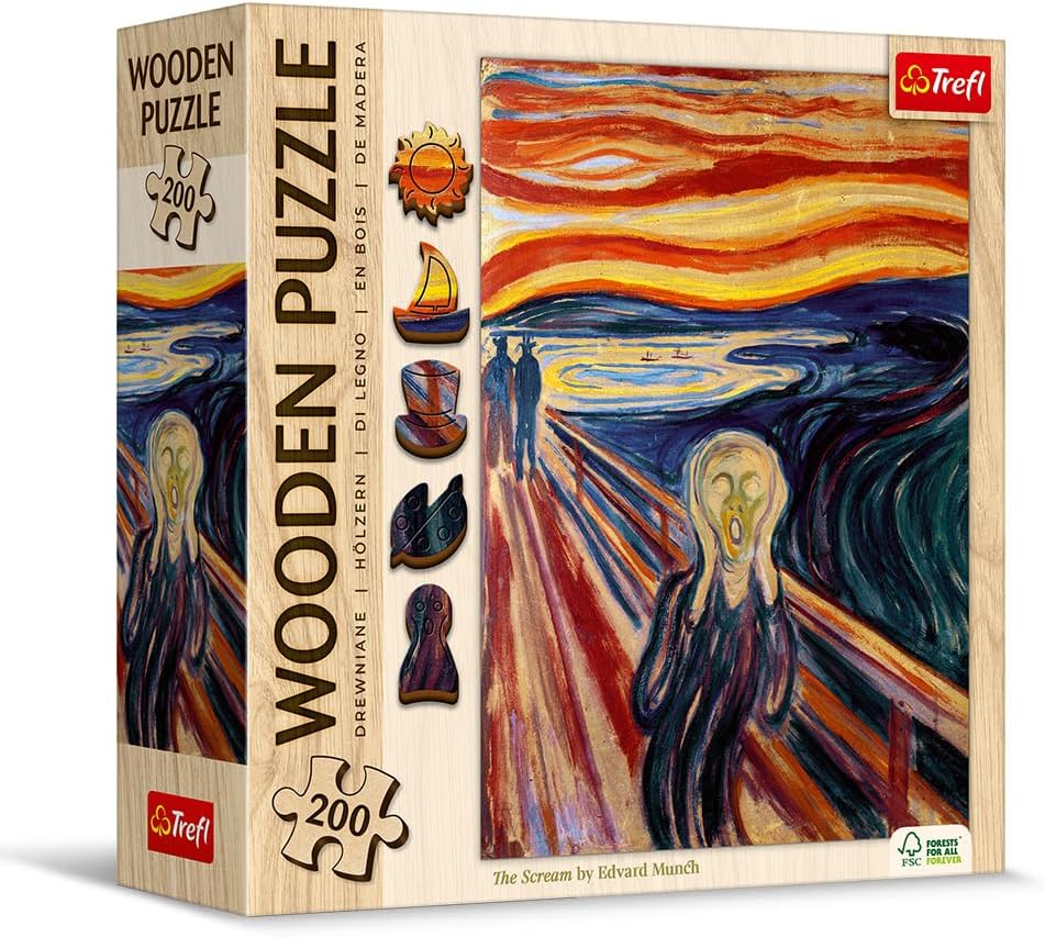 Munch - A sikoly - FA kirakó Trefl Wood Craft 200 darabos kirakó puzzle (TR - 20252) - puzzlegarden