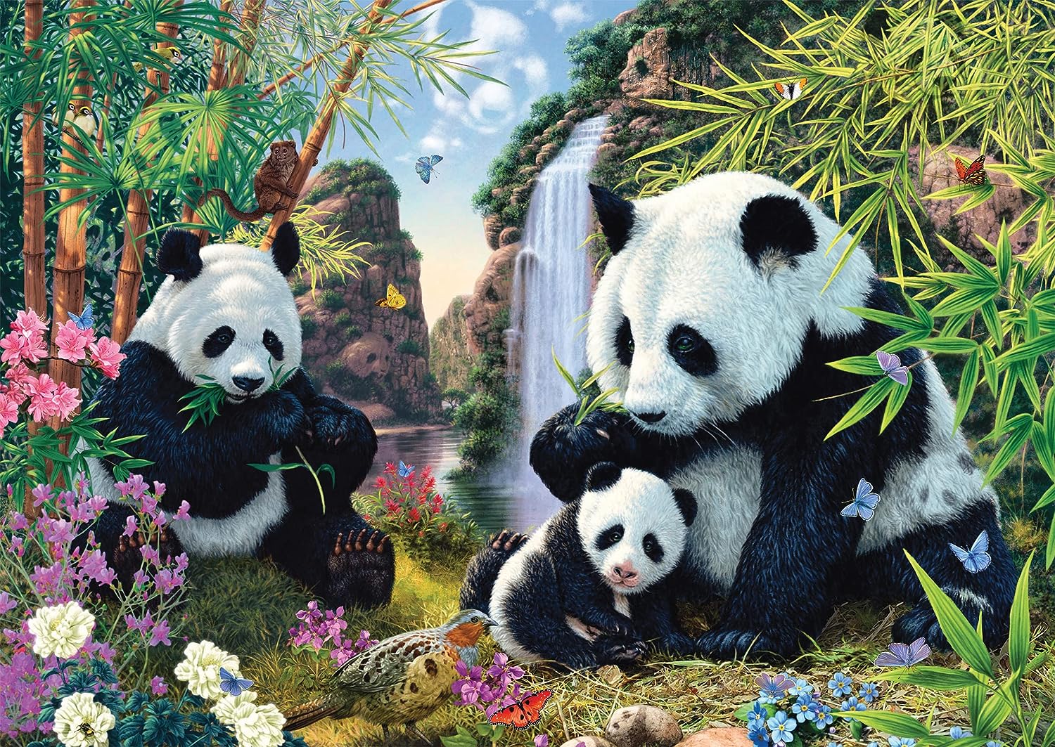 Panda család a vízesésnél Schmidt Spiele 500 darabos kirakó puzzle (SCH - 57380) - puzzlegarden