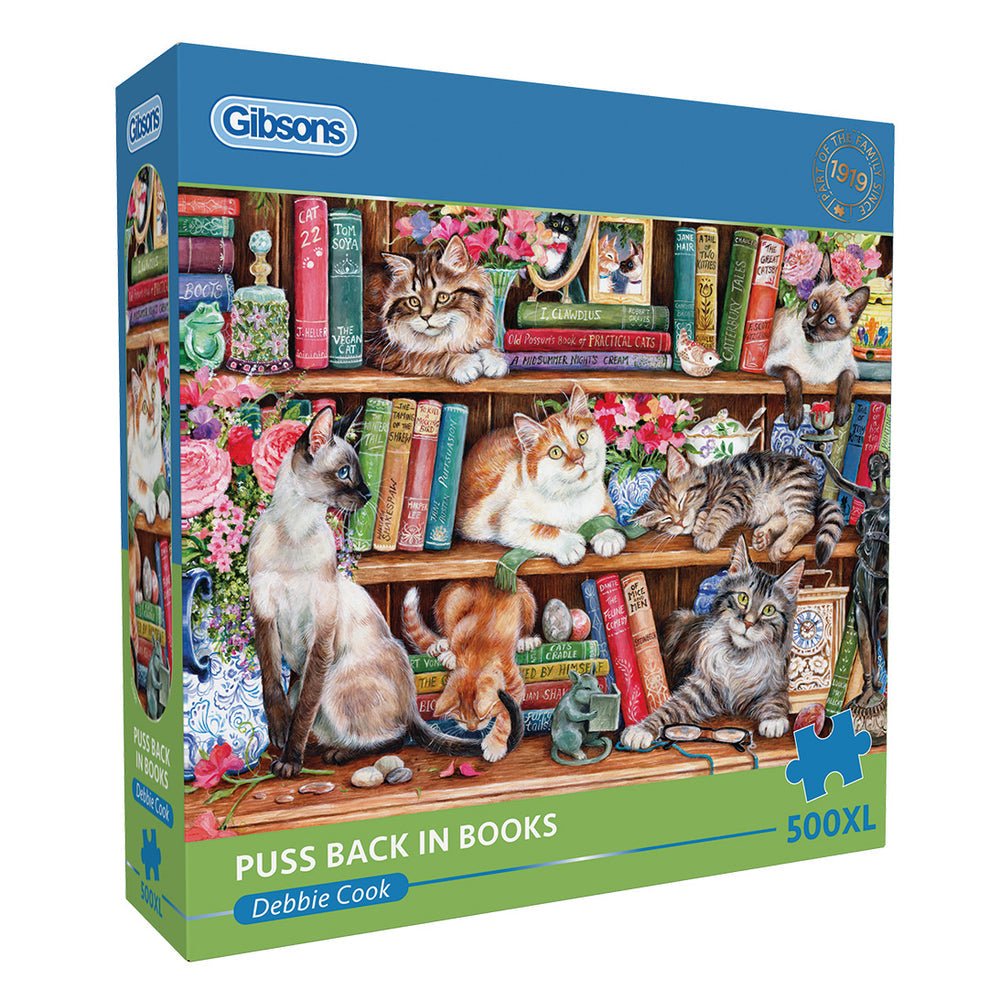 Puss Back in Books - XL Gibsons 500 darabos kirakó puzzle (G - G3560) - puzzlegarden