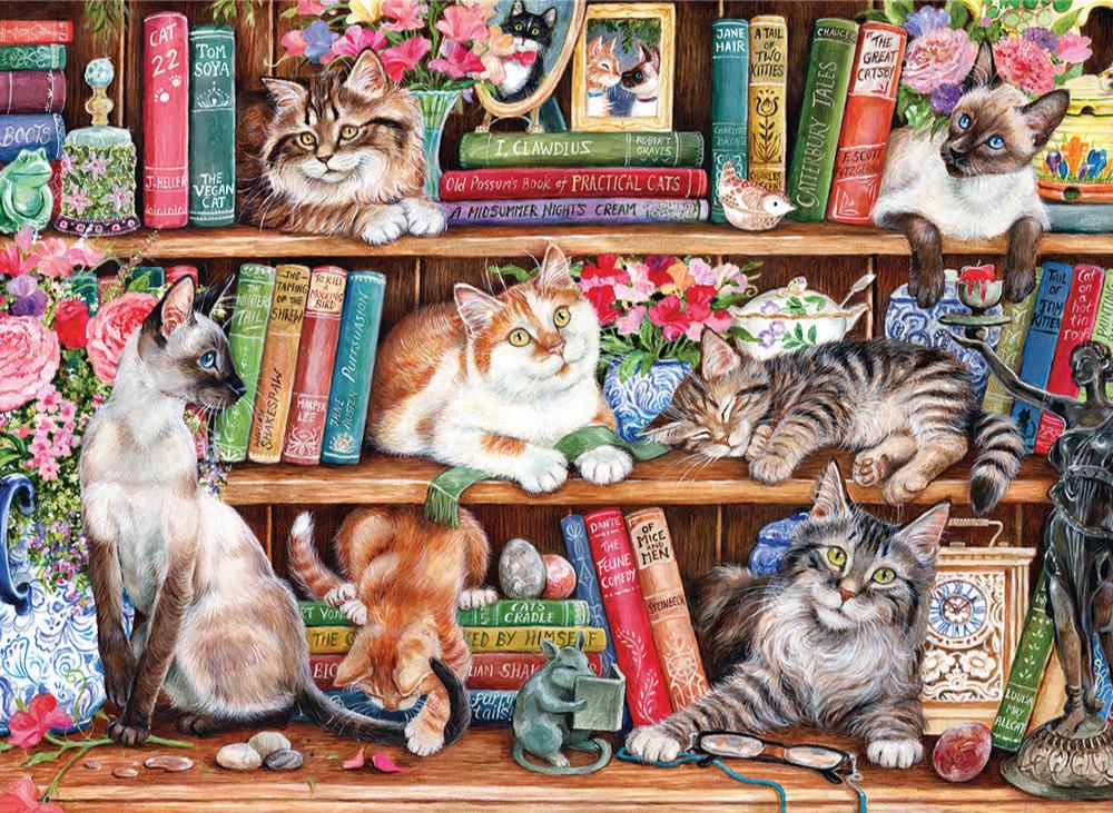 Puss Back in Books Gibsons 1000 darabos kirakó puzzle (G - G6404) - puzzlegarden