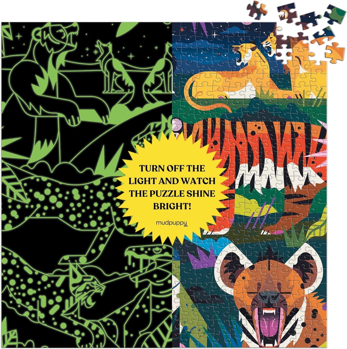 Ragadozók a sötétben - sötétben világít Mudpuppy 500 darabos kirakó puzzle (GA - M101122K) - puzzlegarden