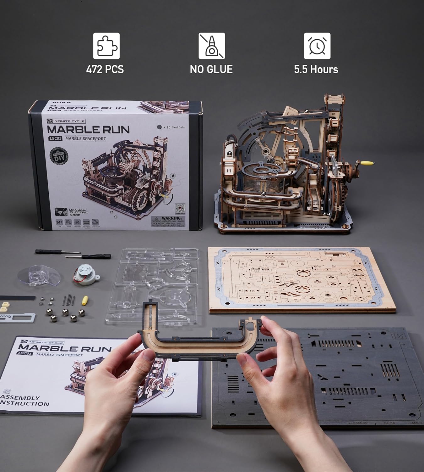 Rokr - Űrkikötő Golyópálya Robotime 472 darabos kirakó puzzle (RO - LGC01) - puzzlegarden