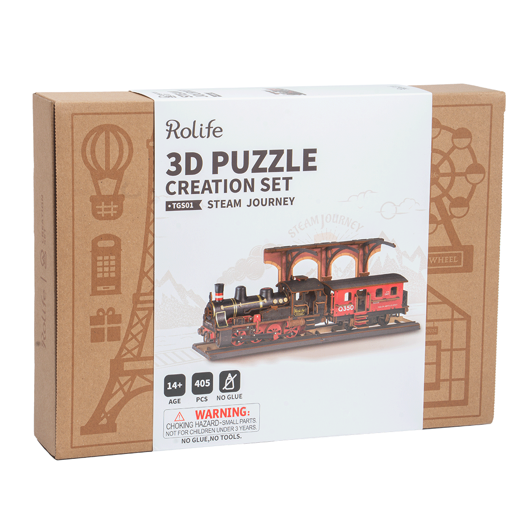 Rolife - Gőzmozdony Robotime 407 darabos kirakó puzzle (RO-TGS01) - puzzlegarden