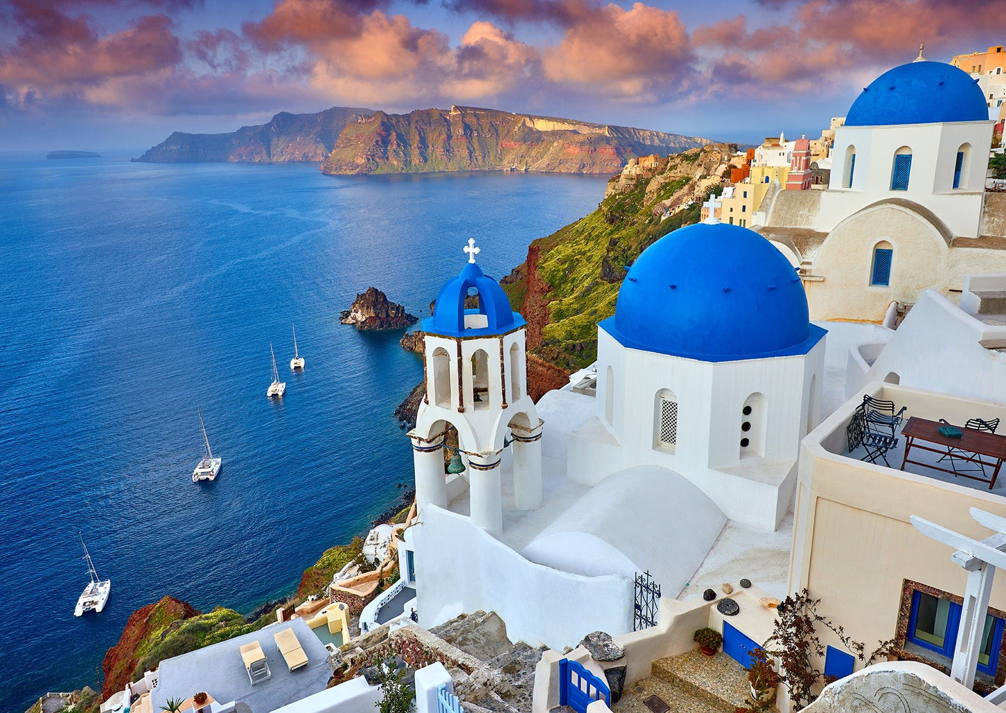 Santorini Látkép Hajókkal Enjoy 1000 darabos kirakó puzzle (EN - 1086) - puzzlegarden