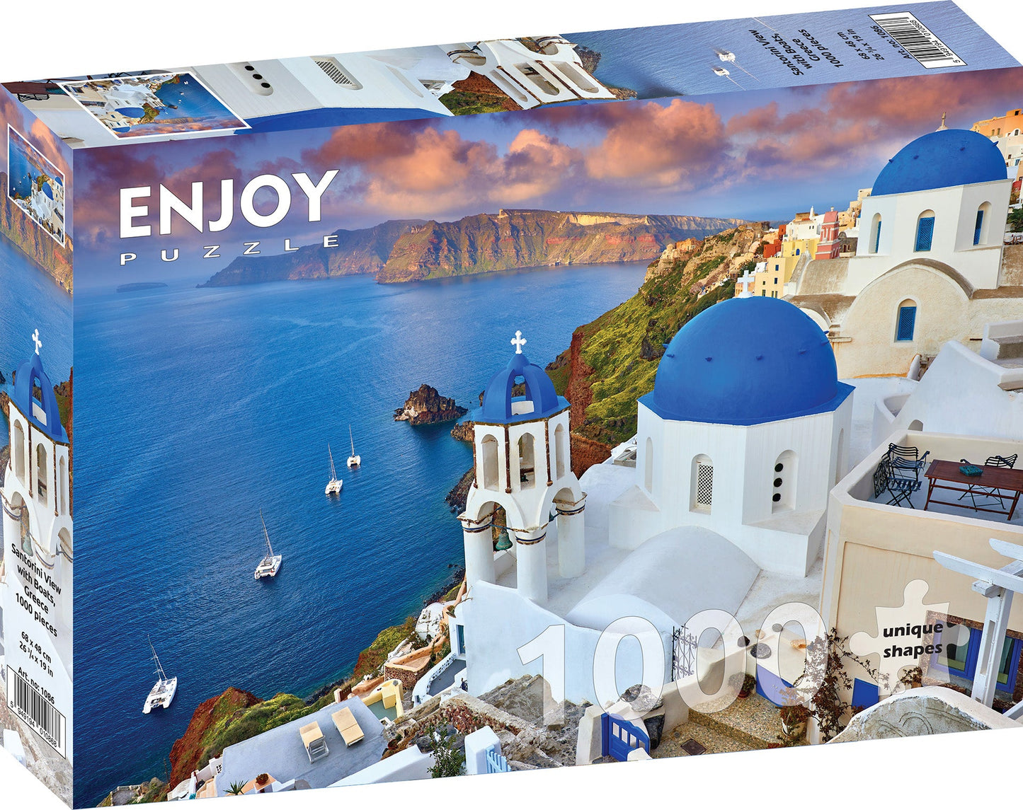 Santorini Látkép Hajókkal Enjoy 1000 darabos kirakó puzzle (EN - 1086) - puzzlegarden