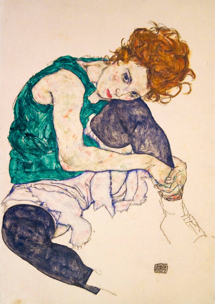 Schiele - Ülő nő felhúzott térddel Bluebird 1000 darabos kirakó puzzle (BB - 60092) - puzzlegarden