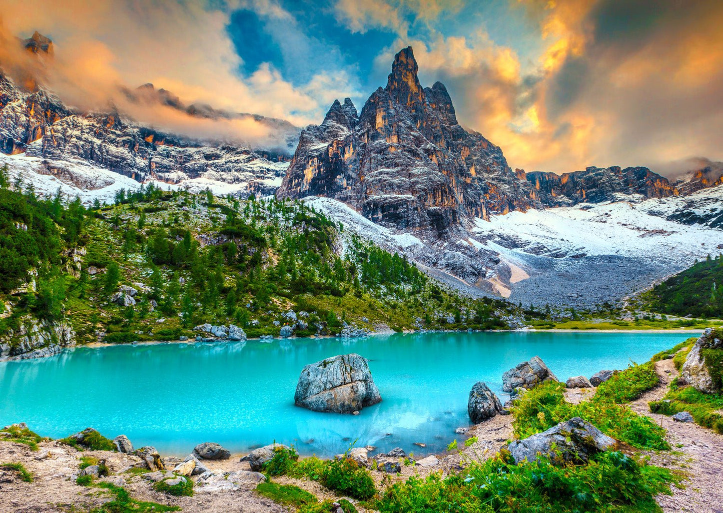Sorapiss - tó, Dolomitok, Olaszország Enjoy 1000 darabos kirakó puzzle (EN - 2083) - puzzlegarden