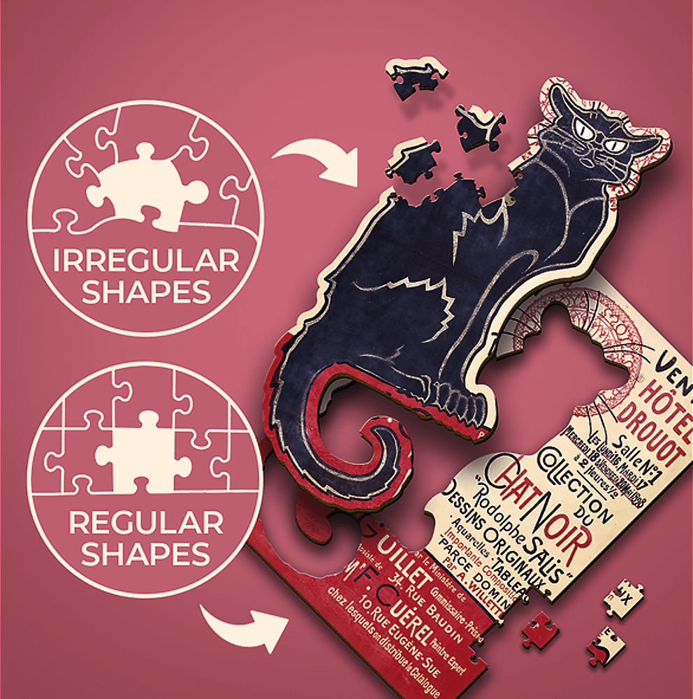 Steinlen - A Fekete Macska - FA Kirakó! Trefl Wood Craft 200 darabos kirakó puzzle (TR - 20254) - puzzlegarden