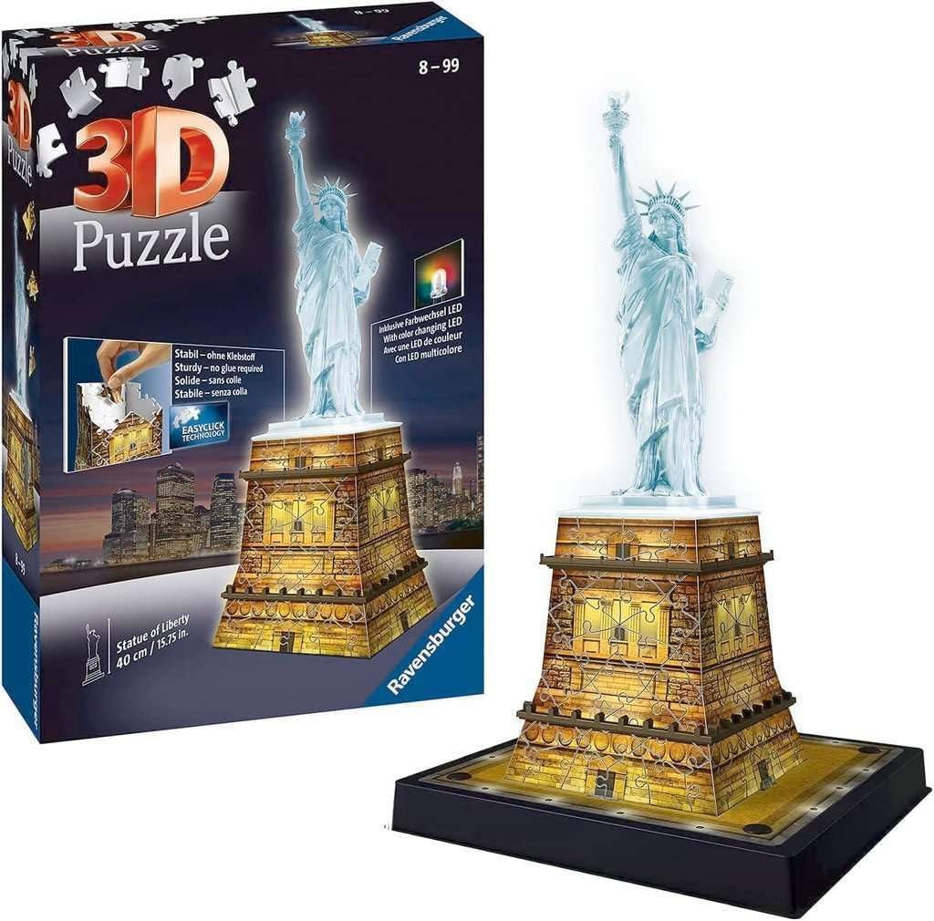 Szabadság - szobor - New York - 3D Night Edition Ravensburger 120 darabos kirakó puzzle (RA - 12596) - puzzlegarden