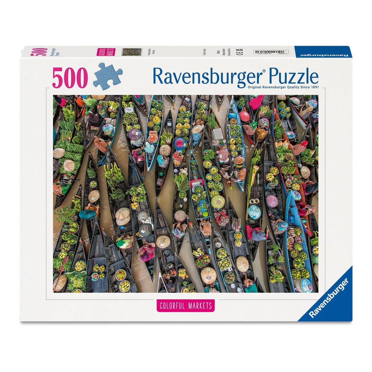 Színes Piacok - Lebegő piac Indonéziában Ravensburger 500 darabos kirakó puzzle (RA-12001813) - puzzlegarden
