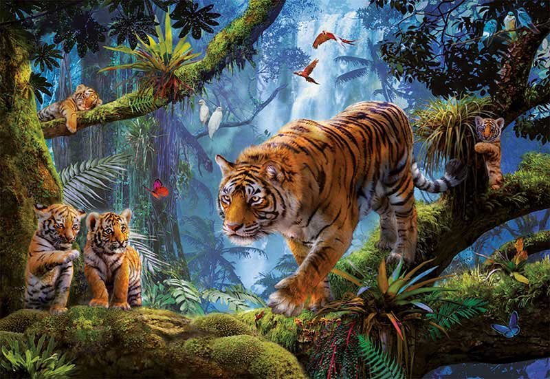 Tigrisek a fák között Educa 1000 darabos kirakó puzzle (ED - 17662) - puzzlegarden