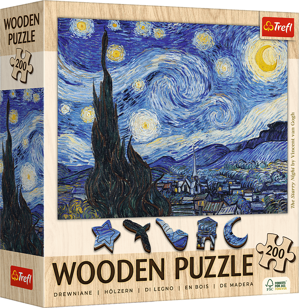 Van Gogh - Csillagos Éj - FA Kirakó! Trefl Wood Craft 200 darabos kirakó puzzle (TR - 20248) - puzzlegarden