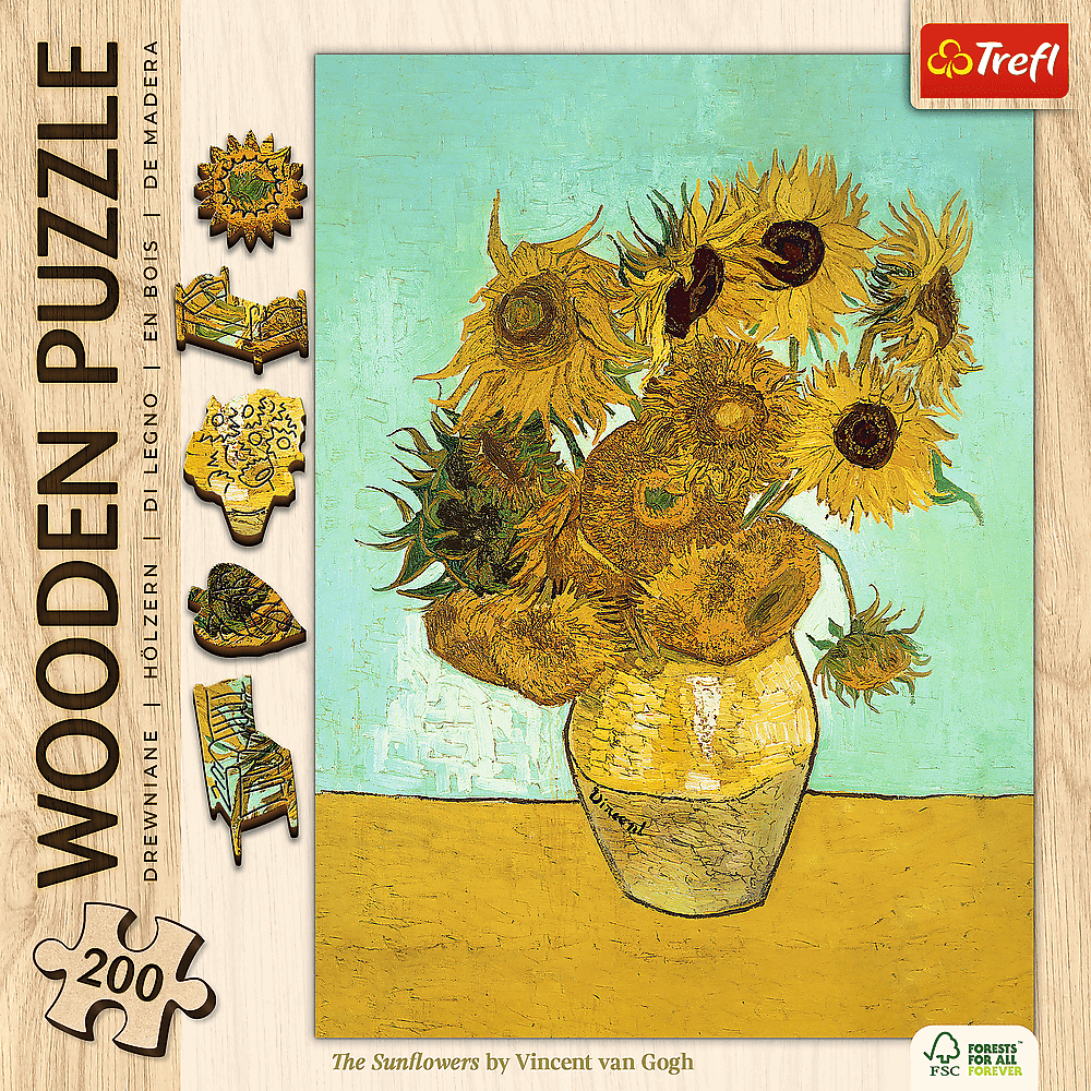 Van Gogh - Napraforgók - FA Kirakó! Trefl Wood Craft 200 darabos kirakó puzzle (TR - 20249) - puzzlegarden